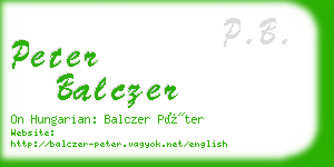 peter balczer business card